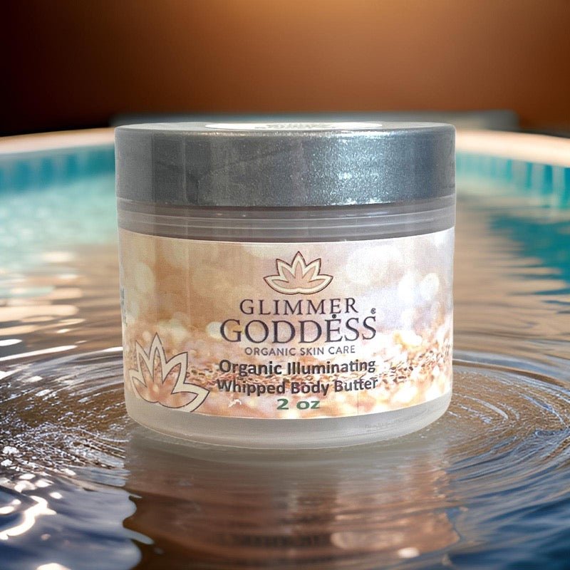 Organic Shimmering Body Butter 2 oz – Travel Size in 4 Colors & 3 Shimmer Levels