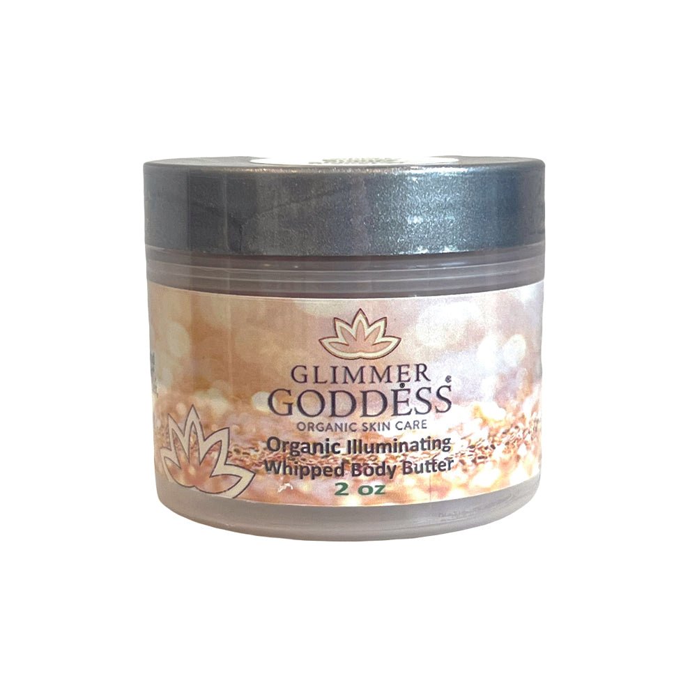 Organic Shimmering Body Butter 2 oz – Travel Size in 4 Colors & 3 Shimmer Levels